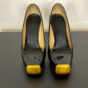 Alexander McQueen Black Patent Leather Square Toe